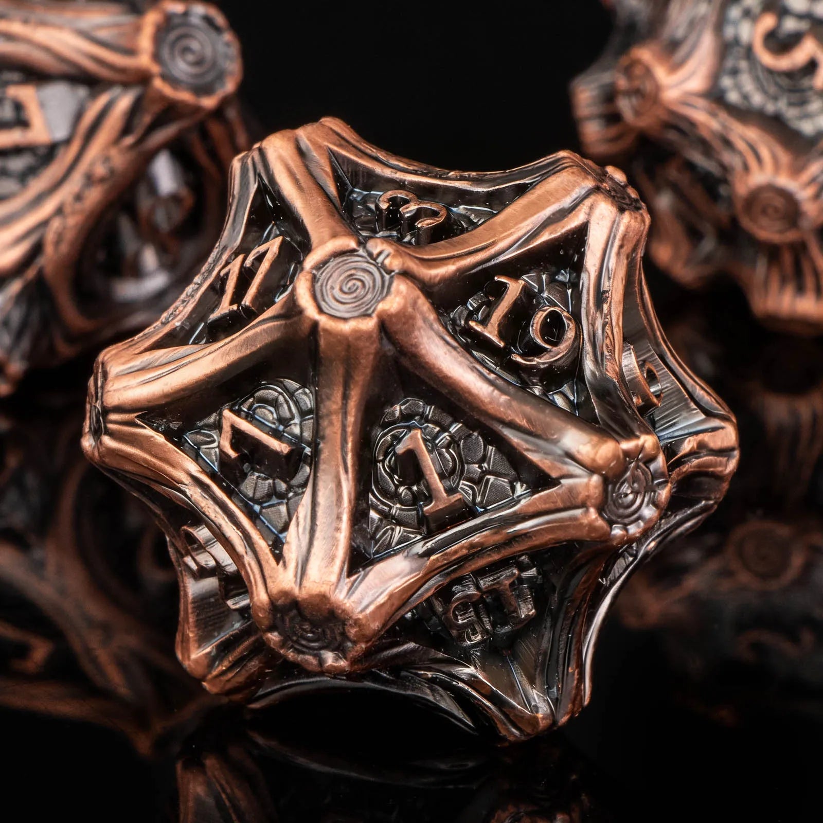 Gold Dragon Metal RPG Dice Set - 7 Piece - Design 3