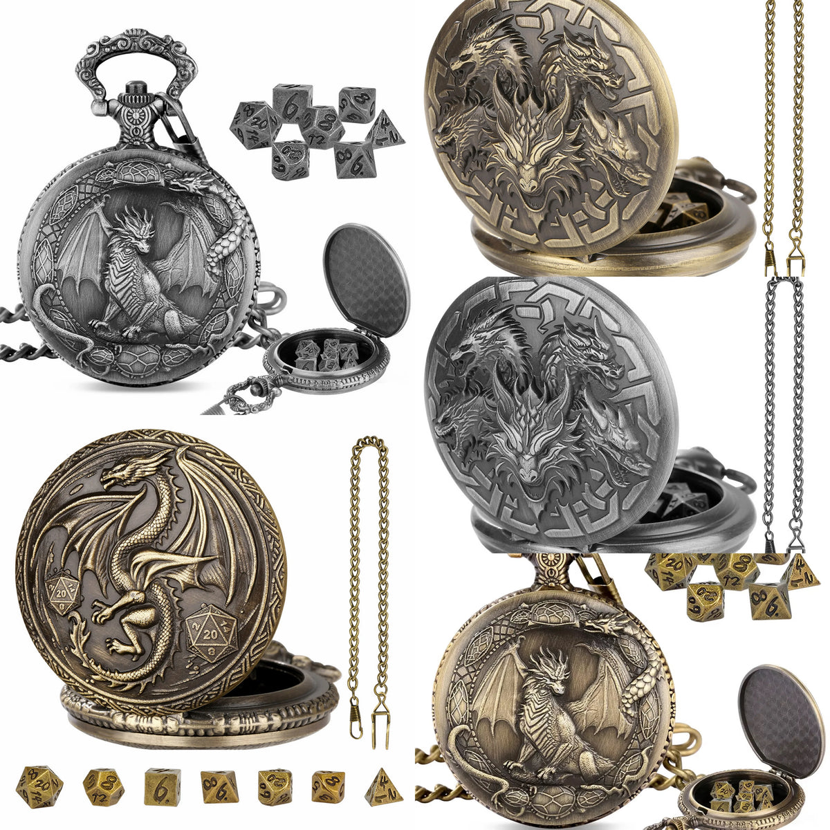Antique Mini Metal RPG Dice Set - 5 Piece