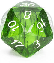 Multifaceted Green Black 1PC D20 DND Dice Cut Sharp Edges Glitter Inclusions 20 Sided Dice Handcrafted Role Playing Game 23mm
