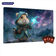 Van Gogh Style Cute Wizard TCG Playmat Magic Card Mat Stitched Edge Non-Slip Durable Tabletop Playmat Board Game Mat for TCG