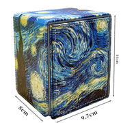 Starry Night Game Trading Card Portable Storage Box Blue Sky PU Leather Premium Deck Case Holding100+Double Sleeved Cards TCG