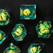 DND Liquid Core D & D Dice Set, Sharp Edge Resin Dungeon and Dragon Dice, Role Playing, RPG D and D D20, D12, D10, D8, D6, D4