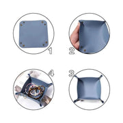 Desktop Storage Tray Pu Leather Valet Trinket Folding Tray Desktop Storage Sundries Box For Dice Key Wallet Coin Home Decoration