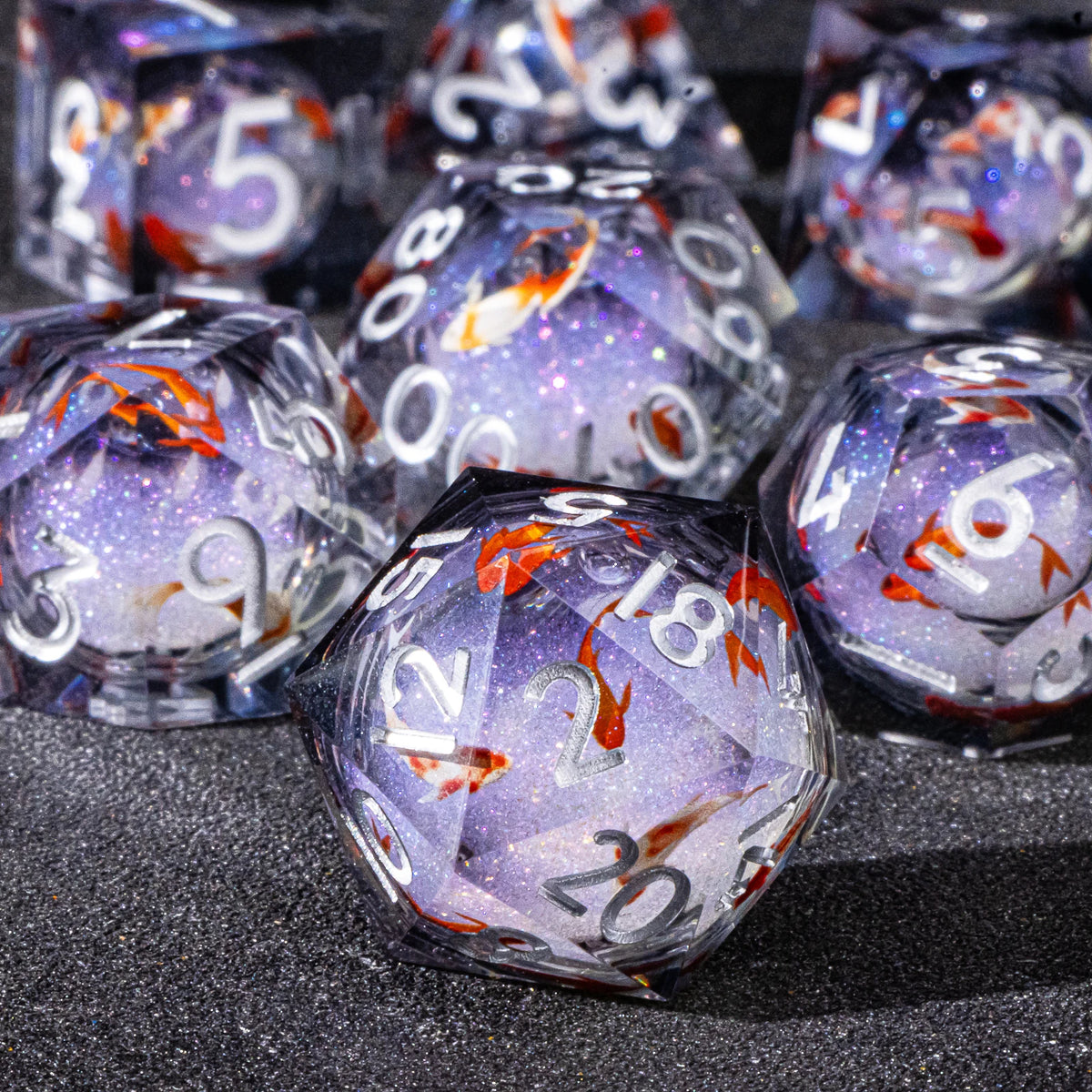 Galaxy Liquid Core Dice Set – Swirling Universe in Every Roll – 24 Colours to Choose From