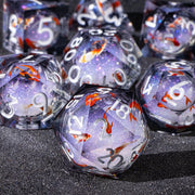 D&D Liquid Core Dice & Galaxy Sharp Edge D and D Dungeon and Dragon Pathfinder Role Playing Games Dice, Gold Foil Resin Dice