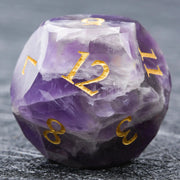 1-7pcs Purple Crystal Gemstone Dice Set Golden Word DND Dice Multi-sided Polyhedral Dice for D&D Game COC Role Playing RPG Table