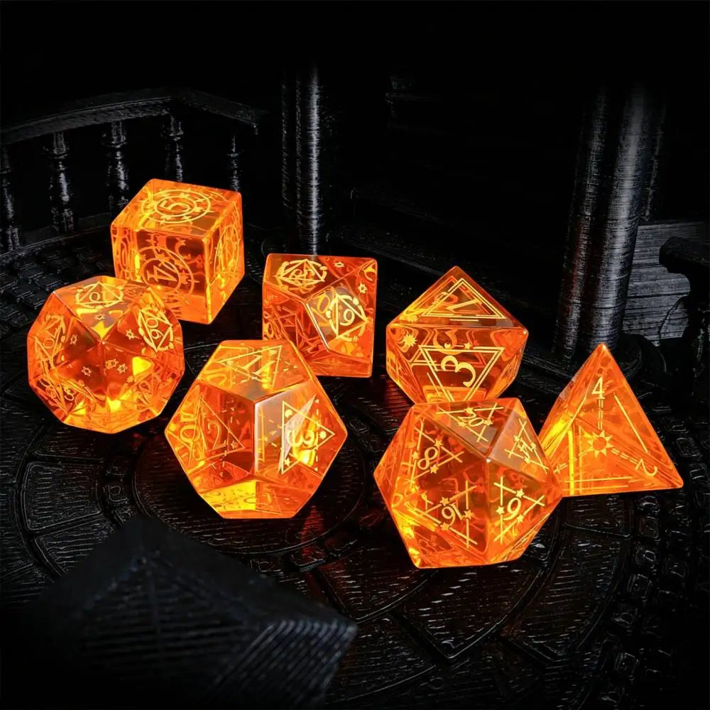 Orange Stone Dragon RPG Dice Set