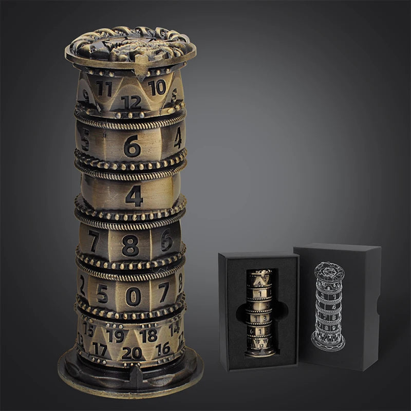 Antique Metal RPG Dice Set - Design 6