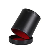 Leather Dice Cup with Lid Green Red Lining Interior Quiet in Shaking for Liars Dice Farkle Yahtzee Board Games with 5 pcs Dice