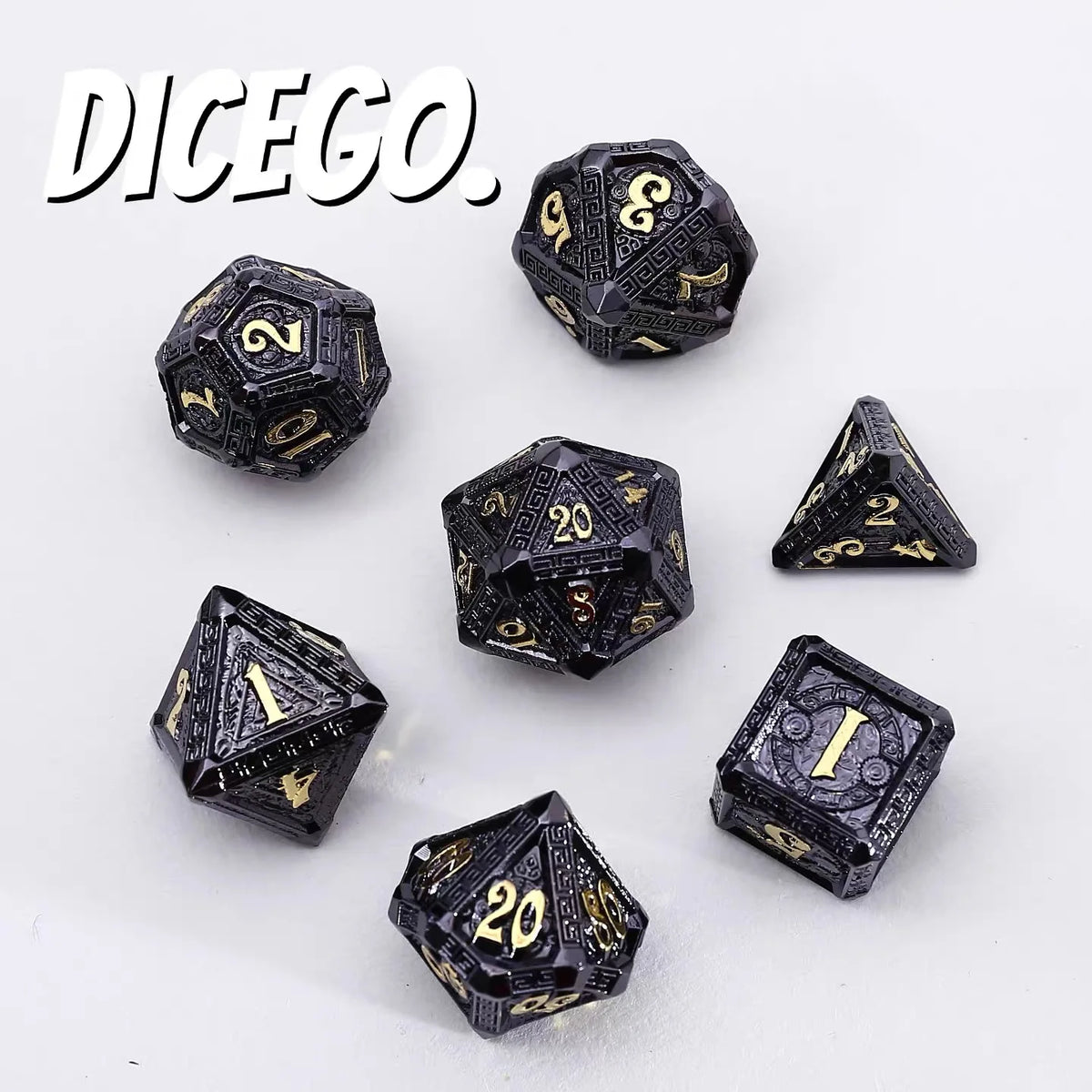 Black Dragon Metal RPG Dice Set
