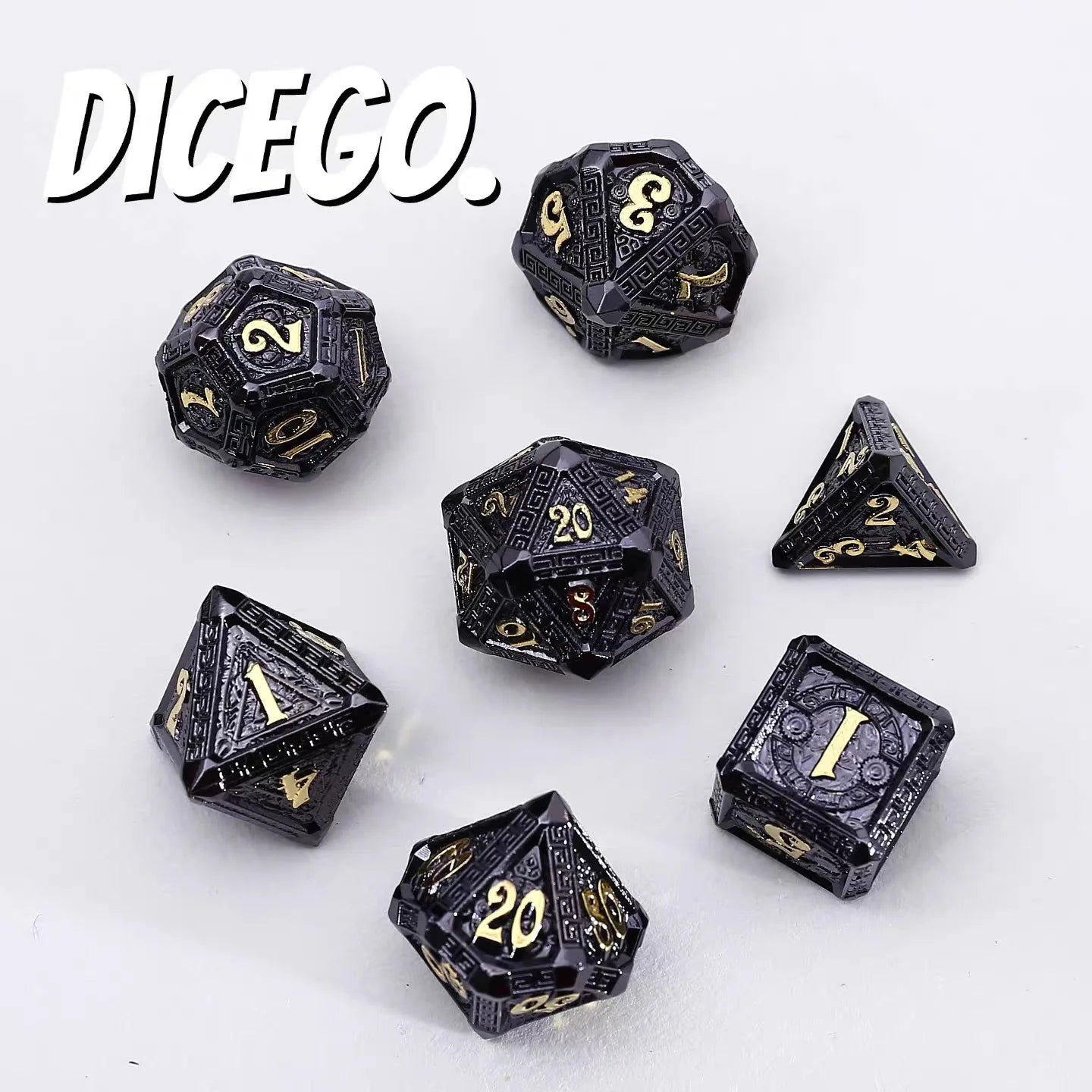 Black Dragon Metal RPG Dice Set