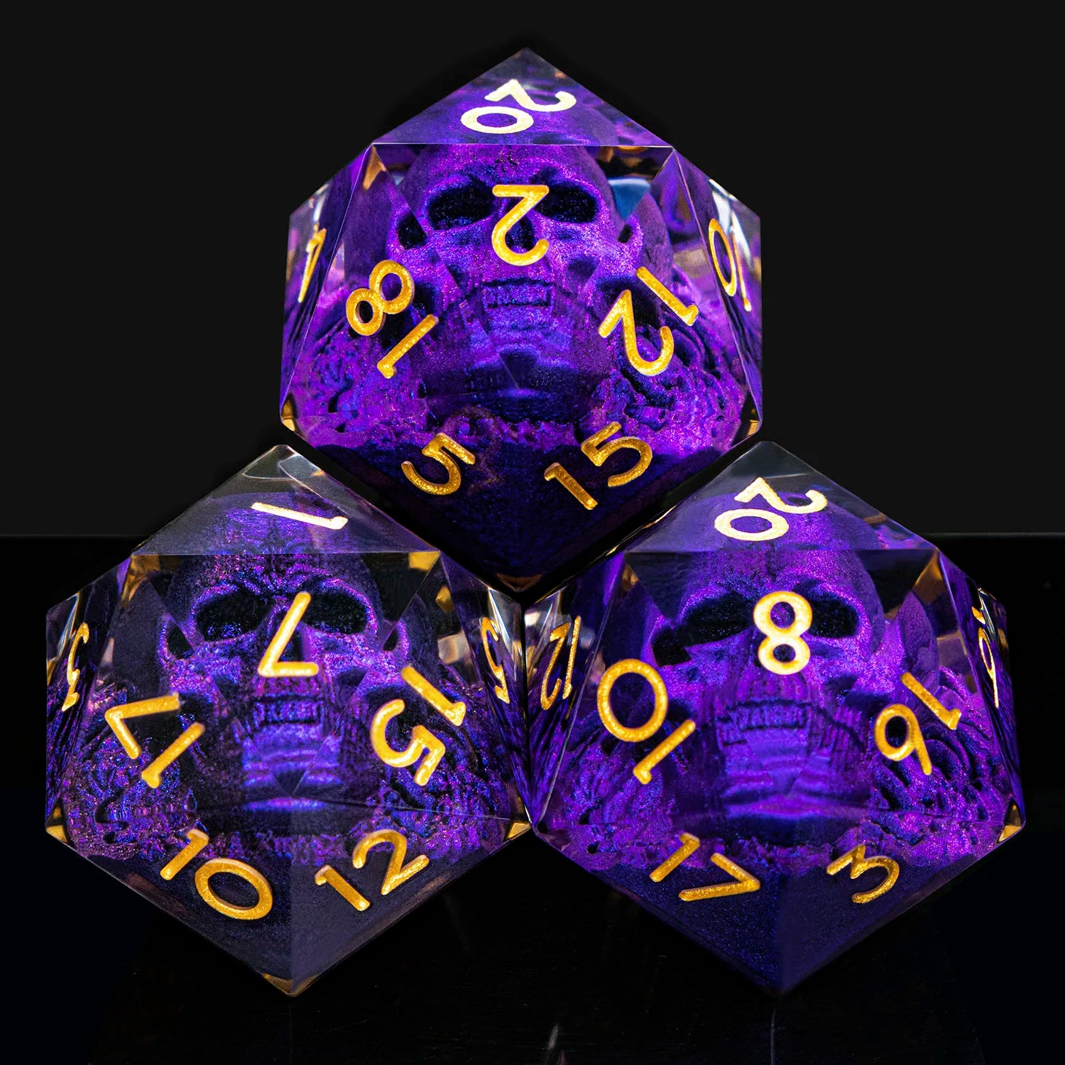Purple Sharp Edge Resin Polyhedral RPG Dice Set