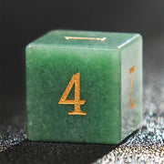 7Pcs DND Dice Green Aventurine Gemstone Dice Golden Word Dice Set Multi-sided Polyhedral Dice for D&D COC Role RPG Table Game