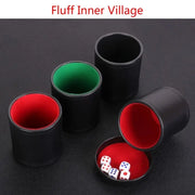 Leather Dice Cup with Lid Green Red Lining Interior Quiet in Shaking for Liars Dice Farkle Yahtzee Board Games with 5 pcs Dice
