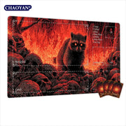Fire Forest and Raccoon Magic Card Battle Mat TCG Playmat Anti-slip Base 35X60CM gathering gaming mats Board Game Mat for TCG