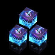 3Pcs D6 Dragon Eye Liquid Core DND Dice Set with Resin Sharp Edge, 6 Sided Dice 16mm Handmade Polyhedral D&D Dice Blue Purple