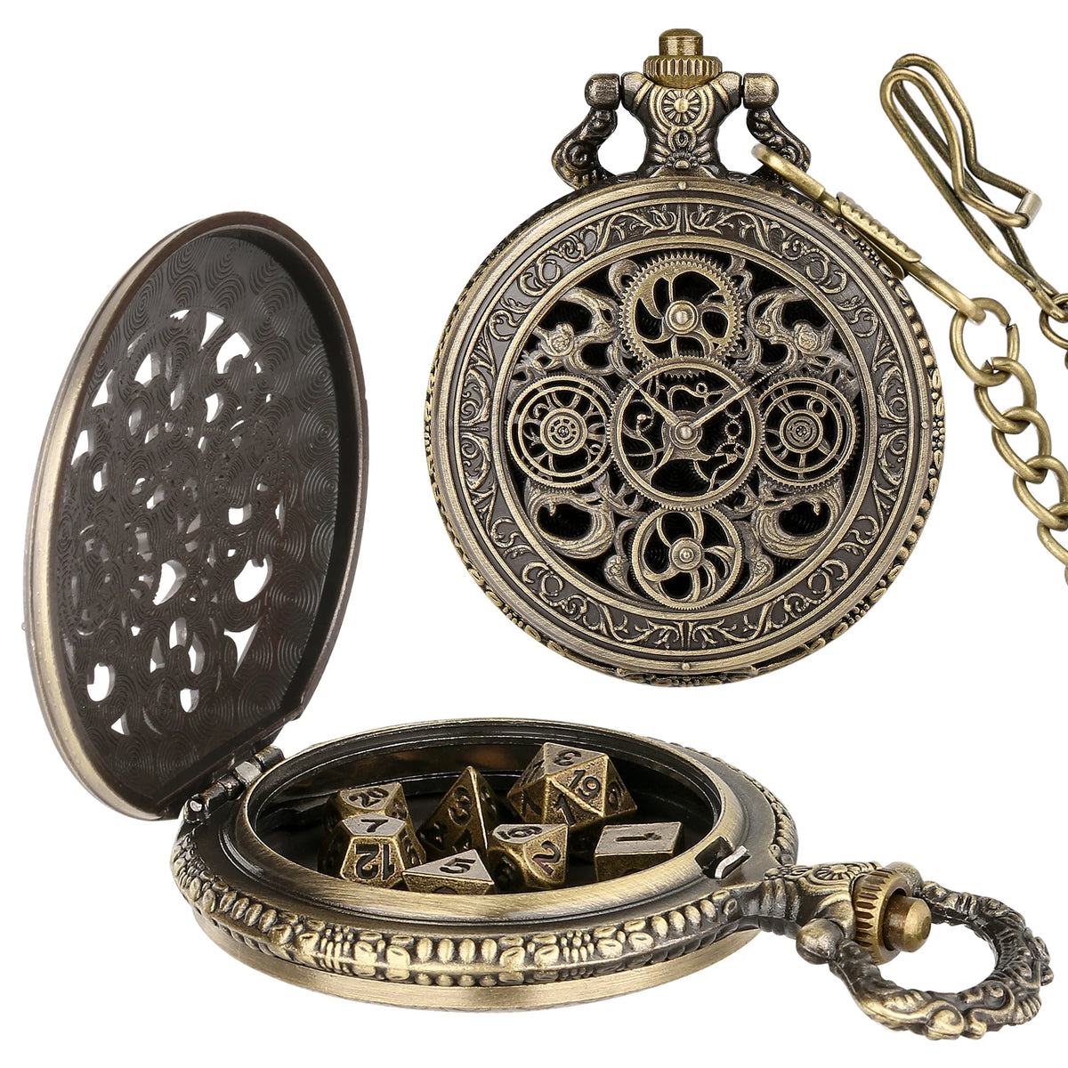 Antique Metal RPG Dice Set - 7 Piece - Design 3