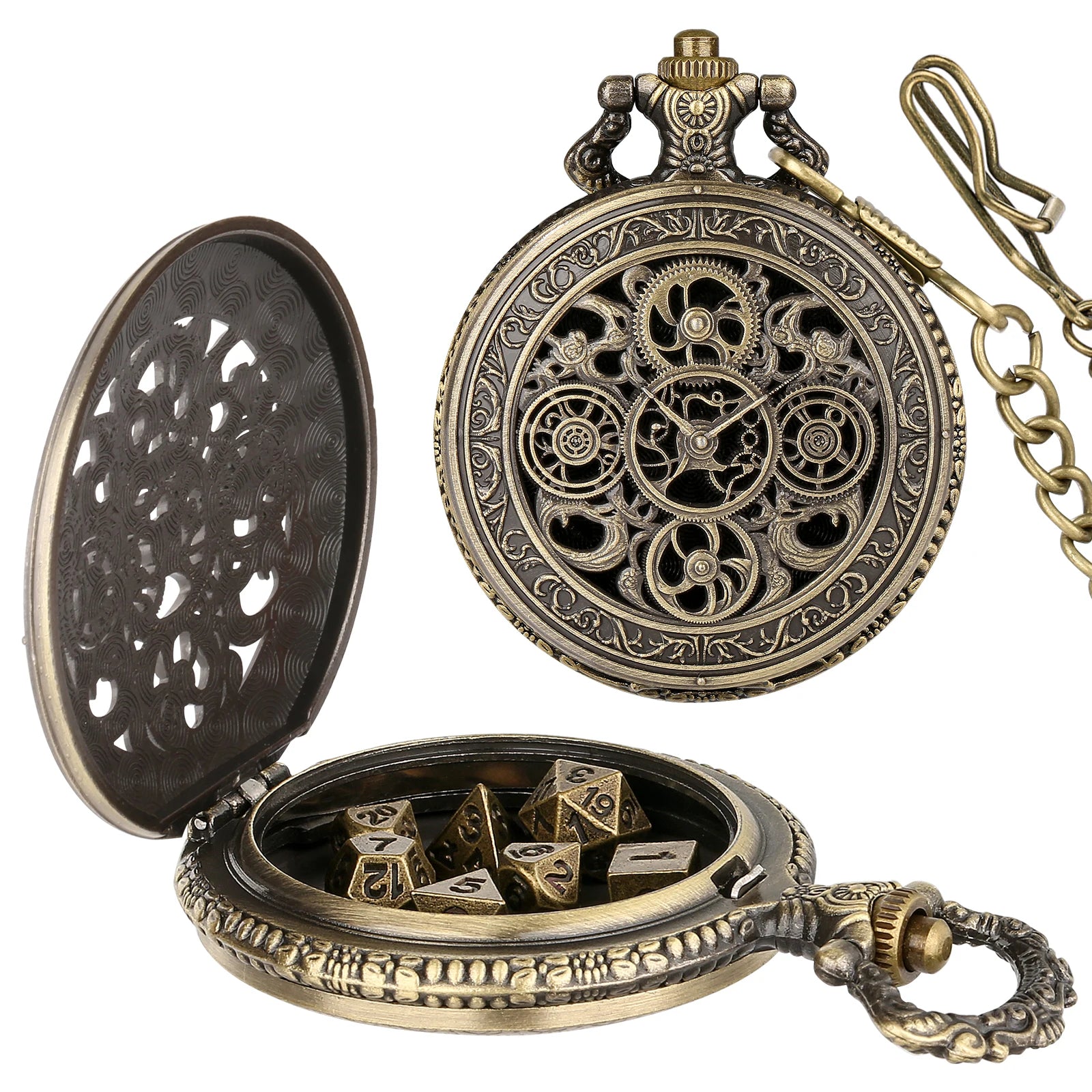 Antique Metal RPG Dice Set - 7 Piece - Design 3