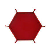 Rolling Folding Hexagon Dice Game Storage Tray PU Leather&Velvet  Mat Holder Double Sided Thick Office Supplies Storage Tools