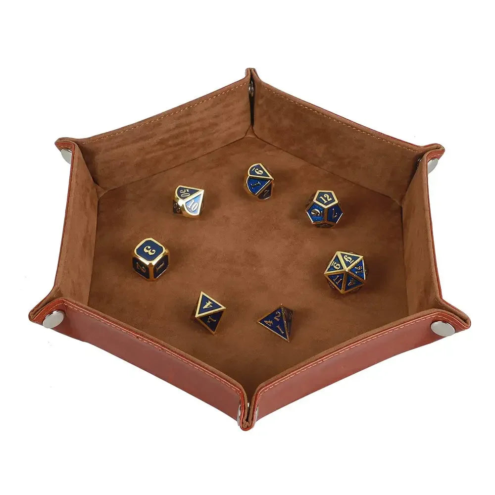Fold-Flat PU Hex Dice Tray & Storage - Design 2
