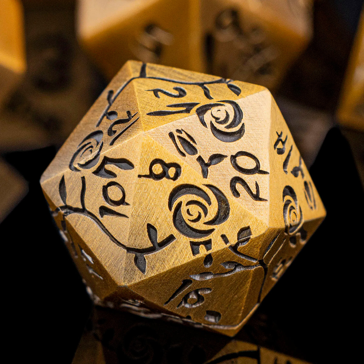 Gold Dragon Metal RPG Dice Set - Design 3