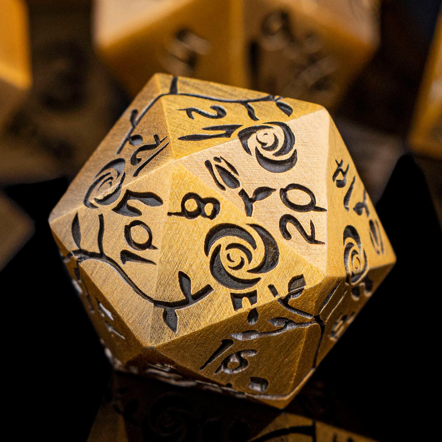 Gold Dragon Metal RPG Dice Set - Design 3