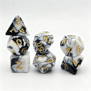 7Pcs Marble Swirl Polyhedral Dice Set with Gold Numbering for DND RPG Tabletop Board Games