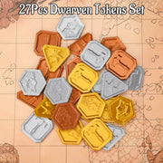 RPG Dwarven Tokens Set for TTRPG - Forged Miniature Treasure for Fantasy Board Games, Collectible Props & Gift for RPG Fans