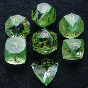 1-7pcs DND Fantasy Blue Glass Gemstone Dice Set Multi-sided Polyhedral Dice Golden Word Dice for D&D Game COC Role Playing RPG
