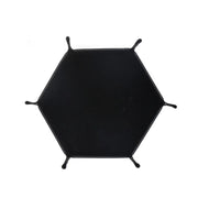 Rolling Folding Hexagon Dice Game Storage Tray PU Leather&Velvet  Mat Holder Double Sided Thick Office Supplies Storage Tools