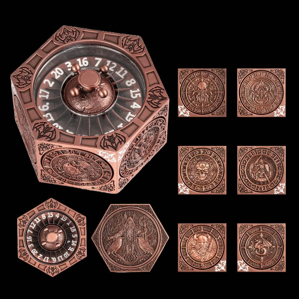 Antique Metal RPG Dice Set - Design 5