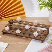 Wooden Dice Holder 3 tier Dice Display Rack Coconut Brown Storage Shelf Holds 21 Pcs of Polyhedral for making kit