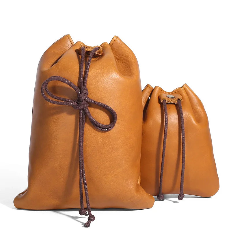 Medieval Leather Drawstring Pouch Premium Coin Pouch for Men Coin Holder for Purse Women Genuine Leather Drawstring Coin Purse