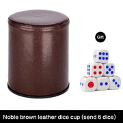 Dices Shake Container with 6 Dices Set For Table Board Game Dices Cup PU Leathers Stable Sturdy Comfortable Hand Feeling 24BD