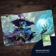 Terror Skeleton Mage TCG Playmat Magic Card Mat with Stitched Edge Non-Slip Durable Tabletop playmat Board Game Mat for TCG