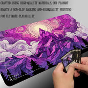 Fantasy Magic Mountain TCG Playmat Magic Card Mat with Stitched Edge Non-Slip Durable Tabletop playmat Board Game Mat for TCG