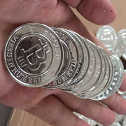 50Pcs/set Gold-Plated Poker Chips, Bitcoin Model, Silver, 39mm * 2.6mm, Foreign Trade, Brand New Poker, 39mm * 2.6mm