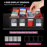 Trading Card Storage Box for 3000+ Cards With Display Windows, Premium Game Card Storage Box With Card Supporters & Divider