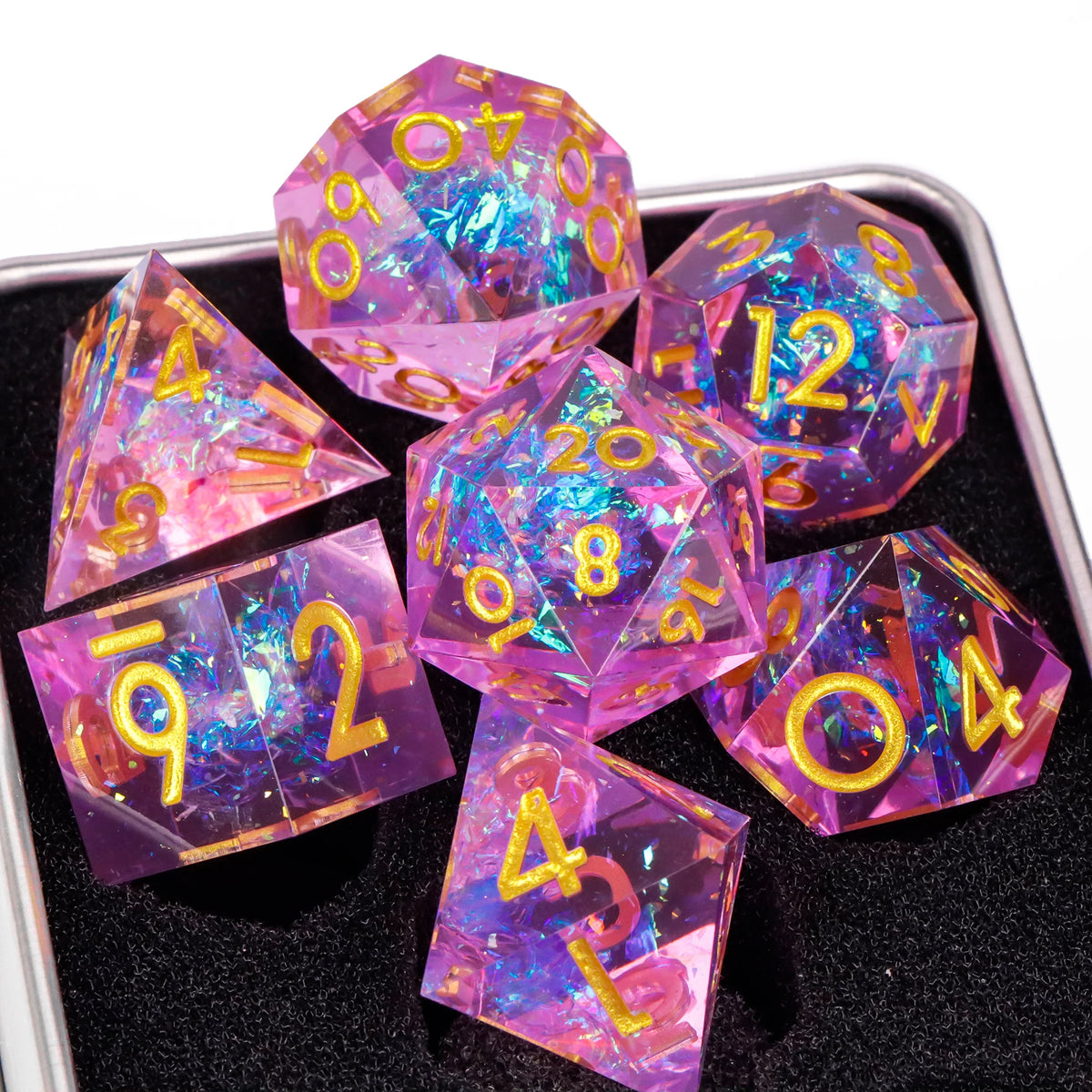 Handmade Sharp-Edge Resin Dice Set – 26 Colours to Choose From