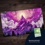 Fantasy Magic Mountain TCG Playmat Magic Card Mat with Stitched Edge Non-Slip Durable Tabletop playmat Board Game Mat for TCG