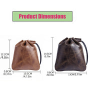 Medieval Leather Drawstring Pouch – Cowhide Dice Bag & Coin Pouch, Small Drawstring Pouch for Board Games, Jewelry, Earphones
