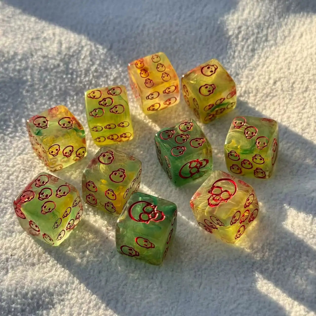 Clear Skull Resin D6 Dice Set - 10 Piece