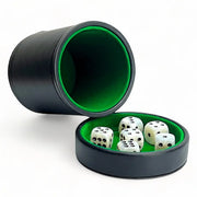 PU Leather Dice Cup Set Round Game Cup with 5 Standard Dice Felt Lining Silent Rolling for Party Board Games