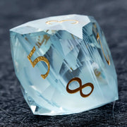 1-7pcs DND Fantasy Blue Glass Gemstone Dice Set Multi-sided Polyhedral Dice Golden Word Dice for D&D Game COC Role Playing RPG