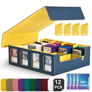 Leather Trading Card Storage Box 5 Rows Magnetic Closure Game Cards Box With Viewing Windows Card and Note Storage Supplies
