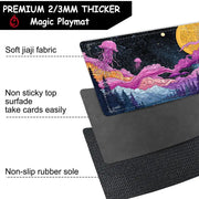 Full moon and jellyfish MTG Playmat Magic Card Mat with Stitched Edge Non-Slip Durable Tabletop playmat Board Game Mat for TCG