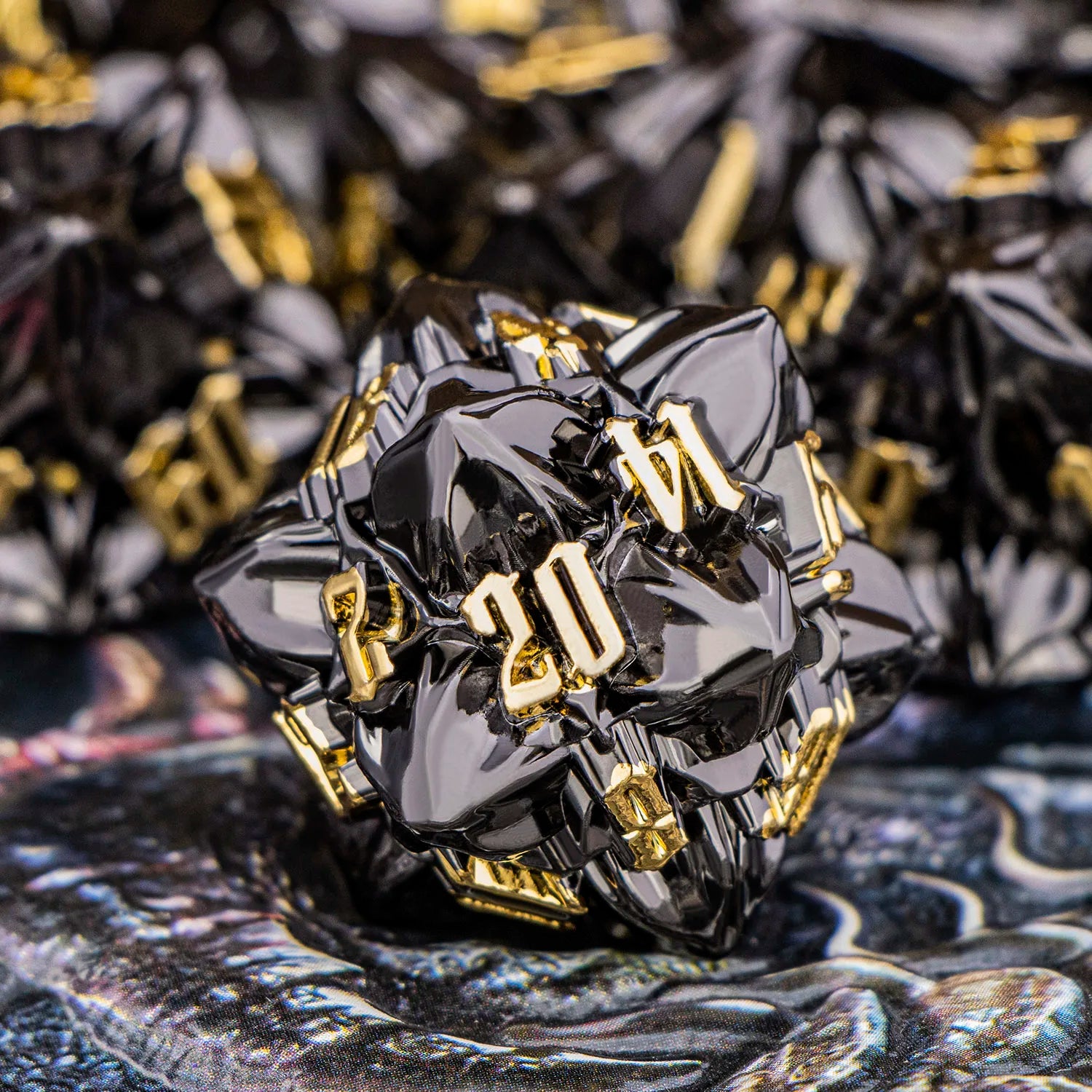 Black Dragon Metal D6 Dice - 7 Piece