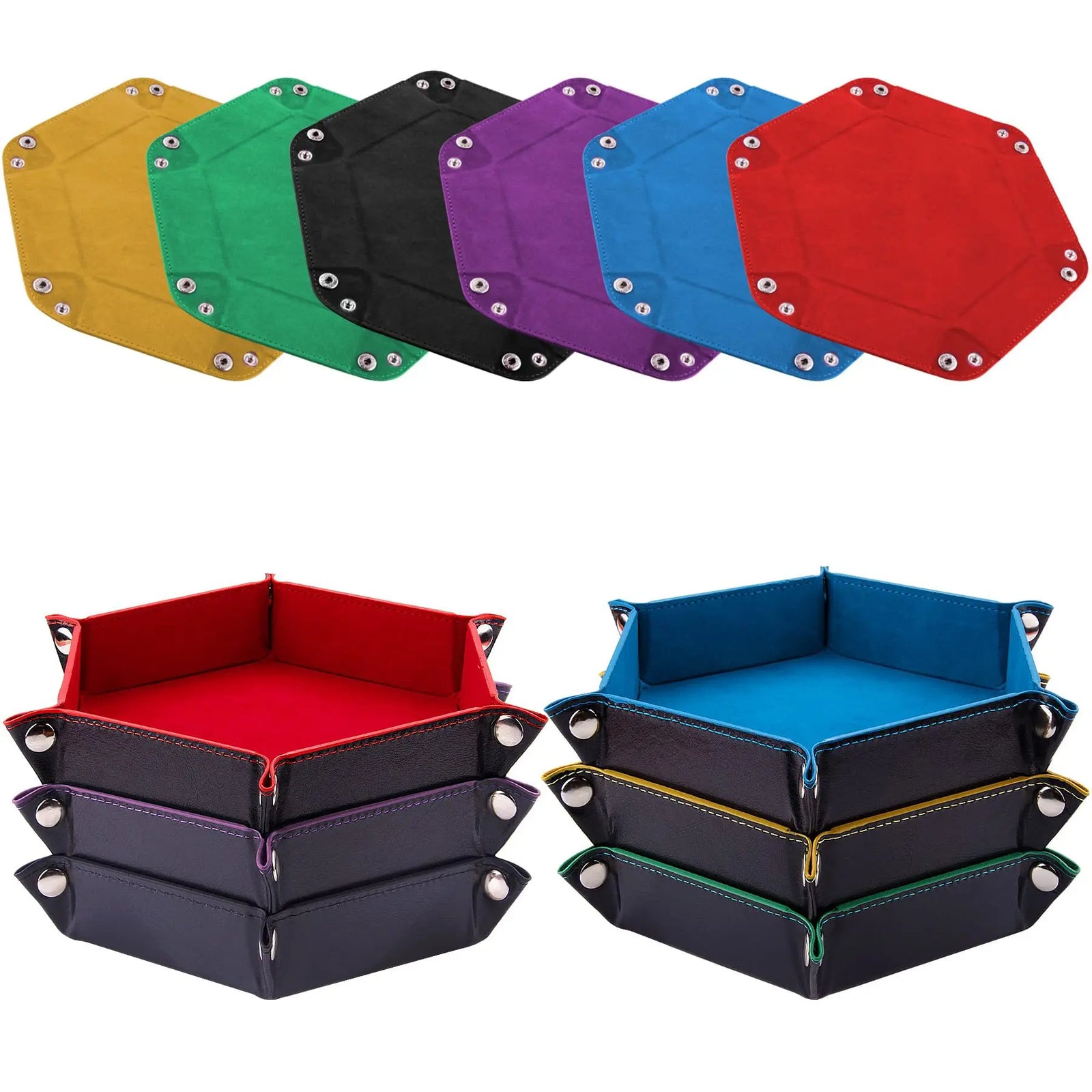 Fold-Flat PU Hex Dice Tray & Storage