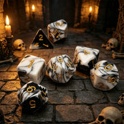 7Pcs Marble Swirl Polyhedral Dice Set with Gold Numbering for DND RPG Tabletop Board Games
