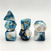 7Pcs Marble Swirl Polyhedral Dice Set with Gold Numbering for DND RPG Tabletop Board Games